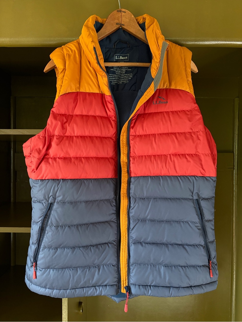 L.L. Bean Tri-color Puffer Vest - NWOT